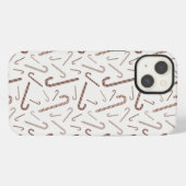 Brown & White Candy Cane Muster iPhone Hülle (Rückseite (Horizontal))