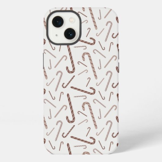 Brown & White Candy Cane Muster iPhone Hülle (Rückseite)