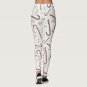 Brown & White Candy Cane Muster Leggings (Rückseite)