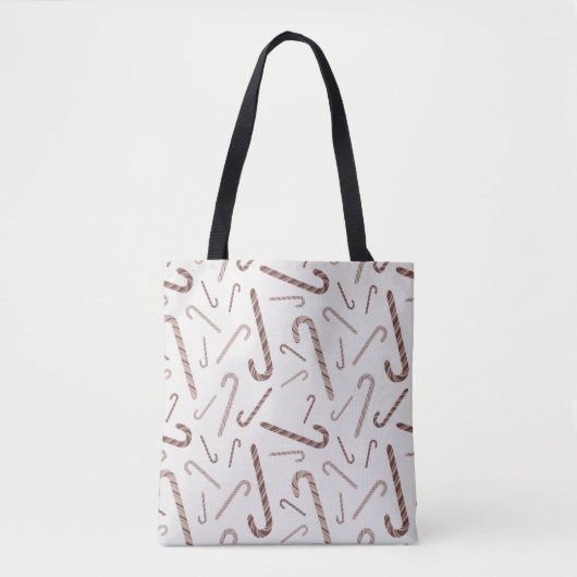 Brown & White Candy Cane Muster Tasche (Vorderseite)