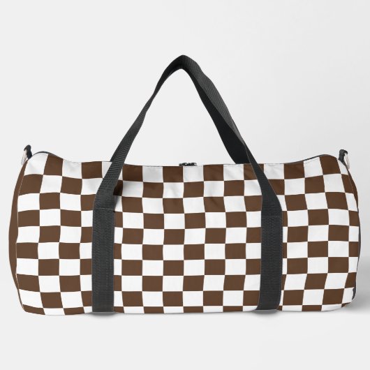 Brown White Checkered Duffle Bag (Vorderseite)