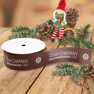 Brown White Company Logo Snowflake Weihnachten Ripsband