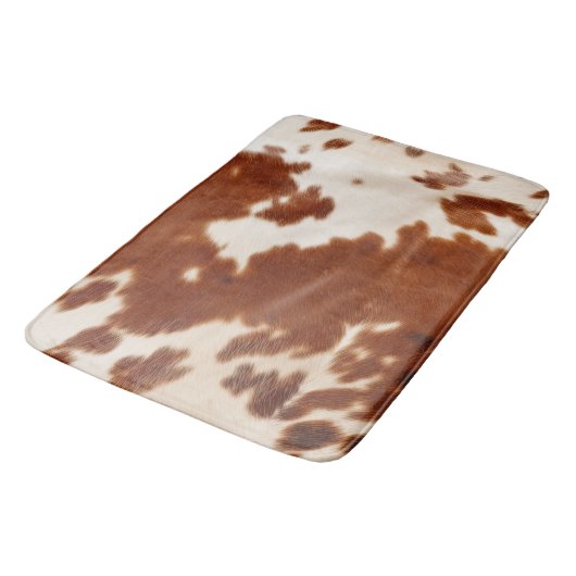 Brown White Cowhid Badematte (Schrägansicht)