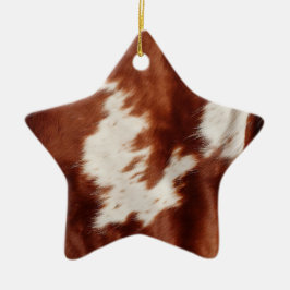 Brown White Cowhid Keramik Ornament