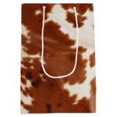 Brown White Cowhid Mittlere Geschenktüte (Rückseite)
