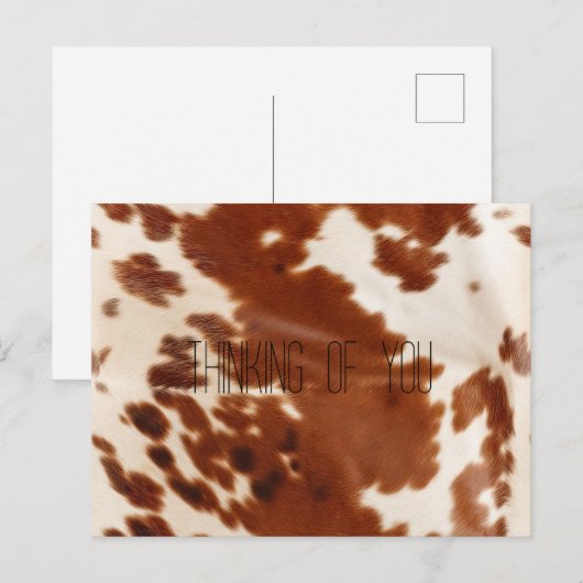 Brown White Cowhid Postkarte (Vorne/Hinten)