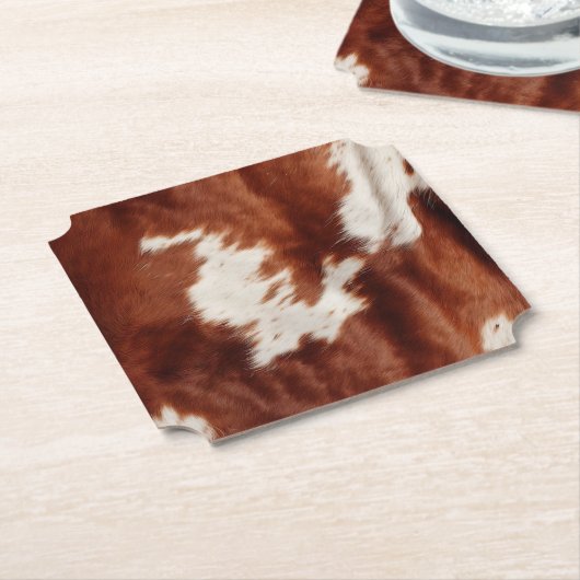 Brown White Cowhid Untersetzer (angewinkelt)