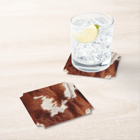 Brown White Cowhid Untersetzer (Vor Ort)