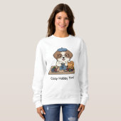 Brown White Dog Glasses Knitting Cat Friend Design Sweatshirt (Vorne ganz)