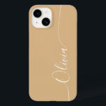 Brown White Elegant Calligrafy Script Name Case-Mate iPhone 14 Hülle<br><div class="desc">Brown Elegant White Calligraphy Script Custom Personalisiert Name iPhone 14 Smart Phone Cases bietet ein modernes und trendiges,  einfaches und stilvolles Design mit Ihrem personalisierten Namen in eleganter handgeschriebener Schrift Typografie auf braunem Hintergrund. Entworfen von ©Evco Studio www.zazzle.com/store/evcostudio</div>