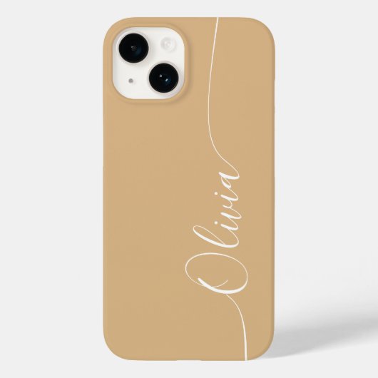 Brown White Elegant Calligrafy Script Name Case-Mate iPhone Hülle (Rückseite)