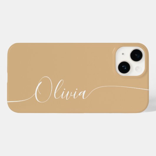 Brown White Elegant Calligrafy Script Name Case-Mate iPhone Hülle (Rückseite (Horizontal))