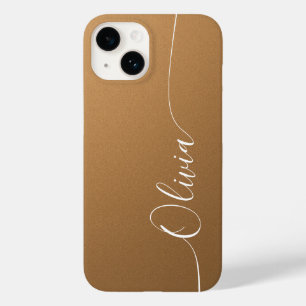 Brown White Elegant Calligrafy Script Name Case-Mate iPhone 14 Hülle