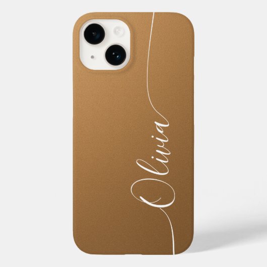 Brown White Elegant Calligrafy Script Name Case-Mate iPhone Hülle (Rückseite)
