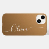 Brown White Elegant Calligrafy Script Name Case-Mate iPhone Hülle (Rückseite (Horizontal))