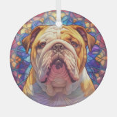 Brown White English Bulldog gestains Ornament Aus Glas (Vorderseite)