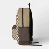 Brown White Gingham Bedruckter Rucksack (Rechts)
