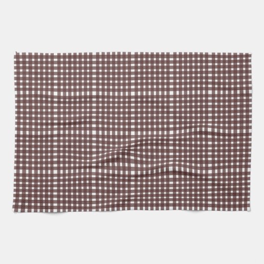 Brown White Gingham Kariert Pattern Geschirrtuch (Horizontal)