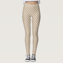Brown White Gingham Leggings