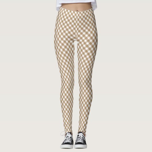 Brown White Gingham Leggings (Vorderseite)