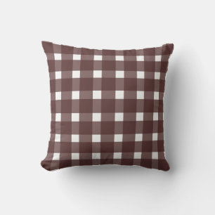 Brown White Gingham Pattern Kissen