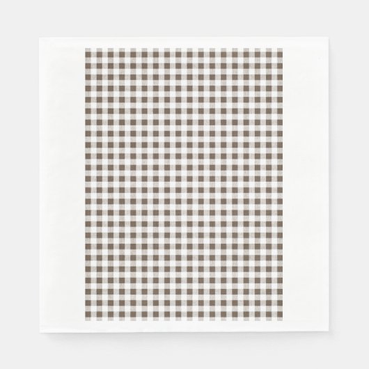 Brown White Gingham Pattern Serviette (Vorderseite)