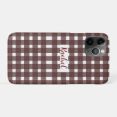 Brown White Gingham Personalisiert Case-Mate iPhone Hülle (Rückseite (Horizontal))