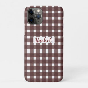 Brown White Gingham Personalisiert Case-Mate iPhone Hülle
