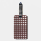 Brown White Gingham Personalisiert Gepäckanhänger (Rückseite vertikal)