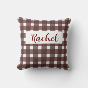 Brown White Gingham Personalisiert Kissen