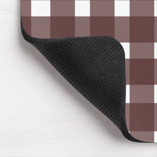 Brown White Gingham Personalisiert Mousepad (Ecke)