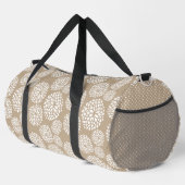 BROWN & WHITE HAND DRAWN MUMS & POLKA DOTS DUFFLE BAG (Rechte Ecke)