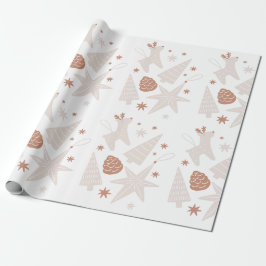 Brown White Illustriert Christmas Wrapping Paper Geschenkpapier