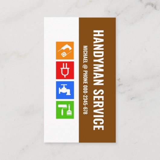 Brown White Layers Handyman Tools Visitenkarte (Vorderseite)