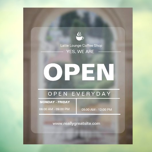 Brown & White Minimalistisch Café Offene Ankündigu Fensteraufkleber (Blatt 3)