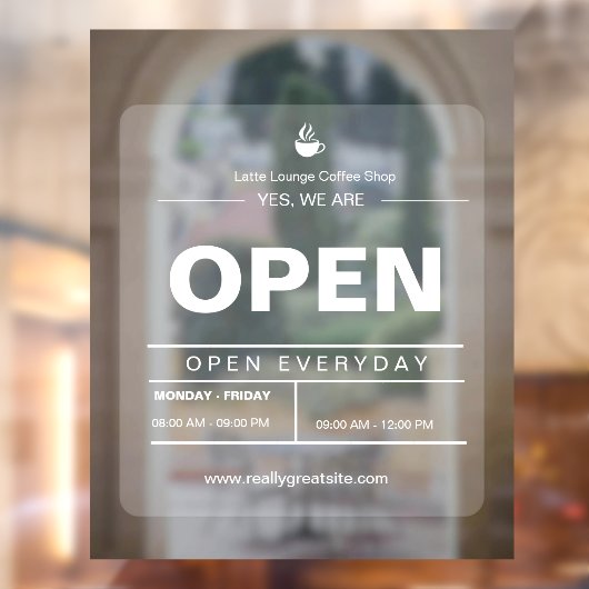 Brown & White Minimalistisch Café Offene Ankündigu Fensteraufkleber (Blatt 2)