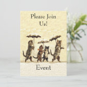 Brown white Party Katzen Schnee Einladung (Stehend Vorderseite)