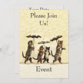 Brown white Party Katzen Schnee Einladung (Vorne/Hinten)