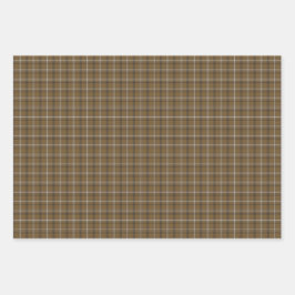 Brown White Plaid Classic Pattern Rustic Geschenkpapier Set