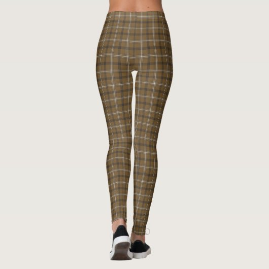Brown White Plaid Classic Pattern Rustic Leggings (Rückseite)