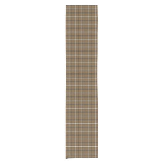 Brown White Plaid Classic Pattern Table Runner Kurzer Tischläufer (Vorderseite)