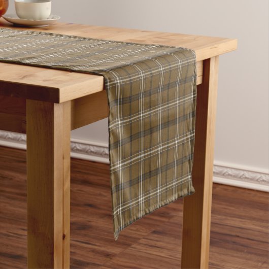 Brown White Plaid Classic Pattern Table Runner Kurzer Tischläufer (Beispiel)