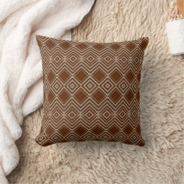 Brown & White Plaid Throw Pillow Kissen