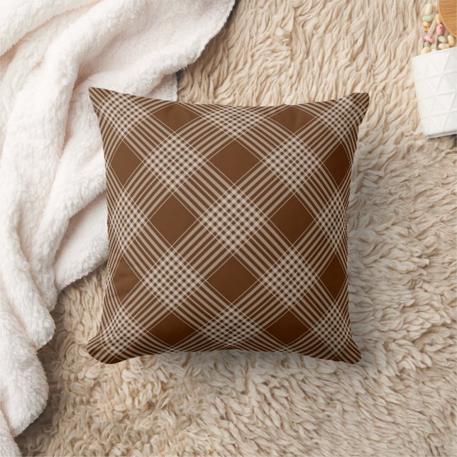 Brown & White Plaid Throw Pillow  Kissen (Decke)