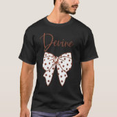 Brown & White Polka Dots Bow Devine T-Shirt (Vorderseite)