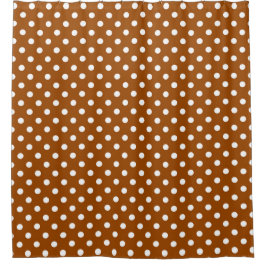 Brown White Polka Dots Design Duschvorhang
