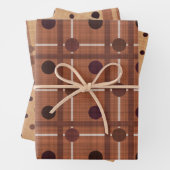 BROWN & WHITE POLKA DOTS & PLAIDS GESCHENKPAPIER SET (Beispiel)