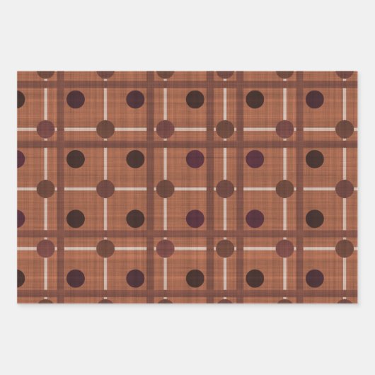 BROWN & WHITE POLKA DOTS & PLAIDS GESCHENKPAPIER SET (Vorderseite)