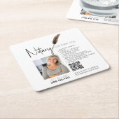 Brown & White QR Code Notary Promotion Rechteckiger Pappuntersetzer (angewinkelt)