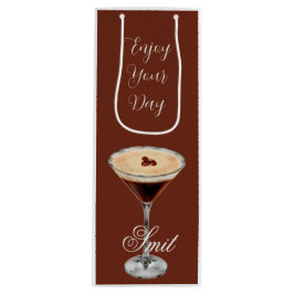 Brown & White Retro Minimalist Wine Gift Bag Geschenktüte Für Weinflaschen